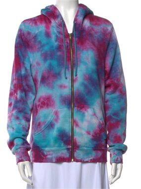 Aviator Nation Teal & Magenta Tie-Dye Zip Hoodie size medium